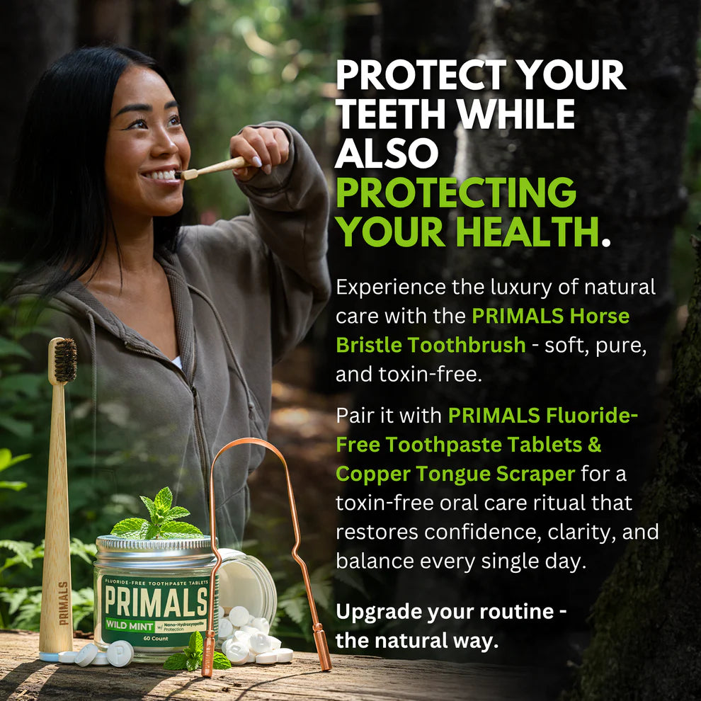 PRIMALS Horse Bristle & Bamboo Toothbrush (4 Pack)