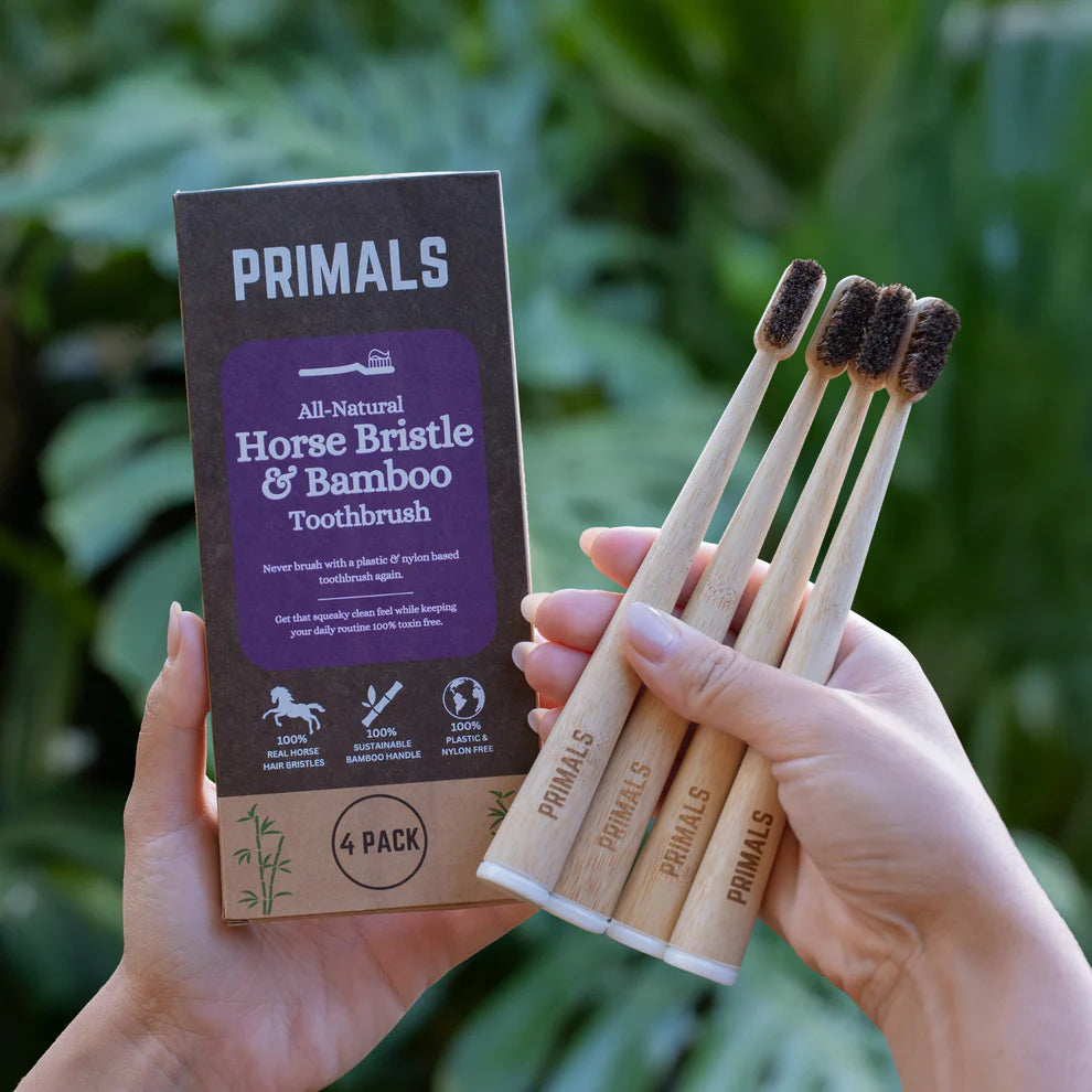 PRIMALS Horse Bristle & Bamboo Toothbrush (4 Pack)